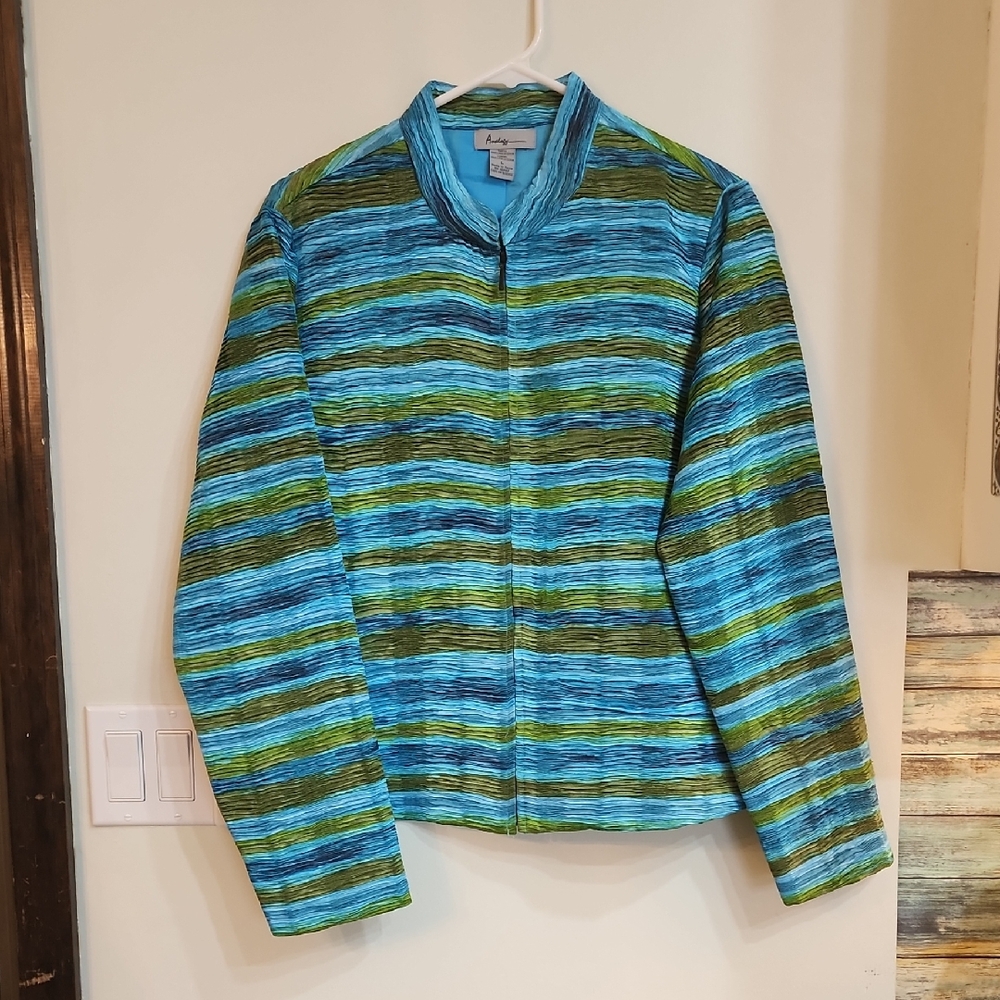 Rusched Watercolor Striped Jacket by Analogy